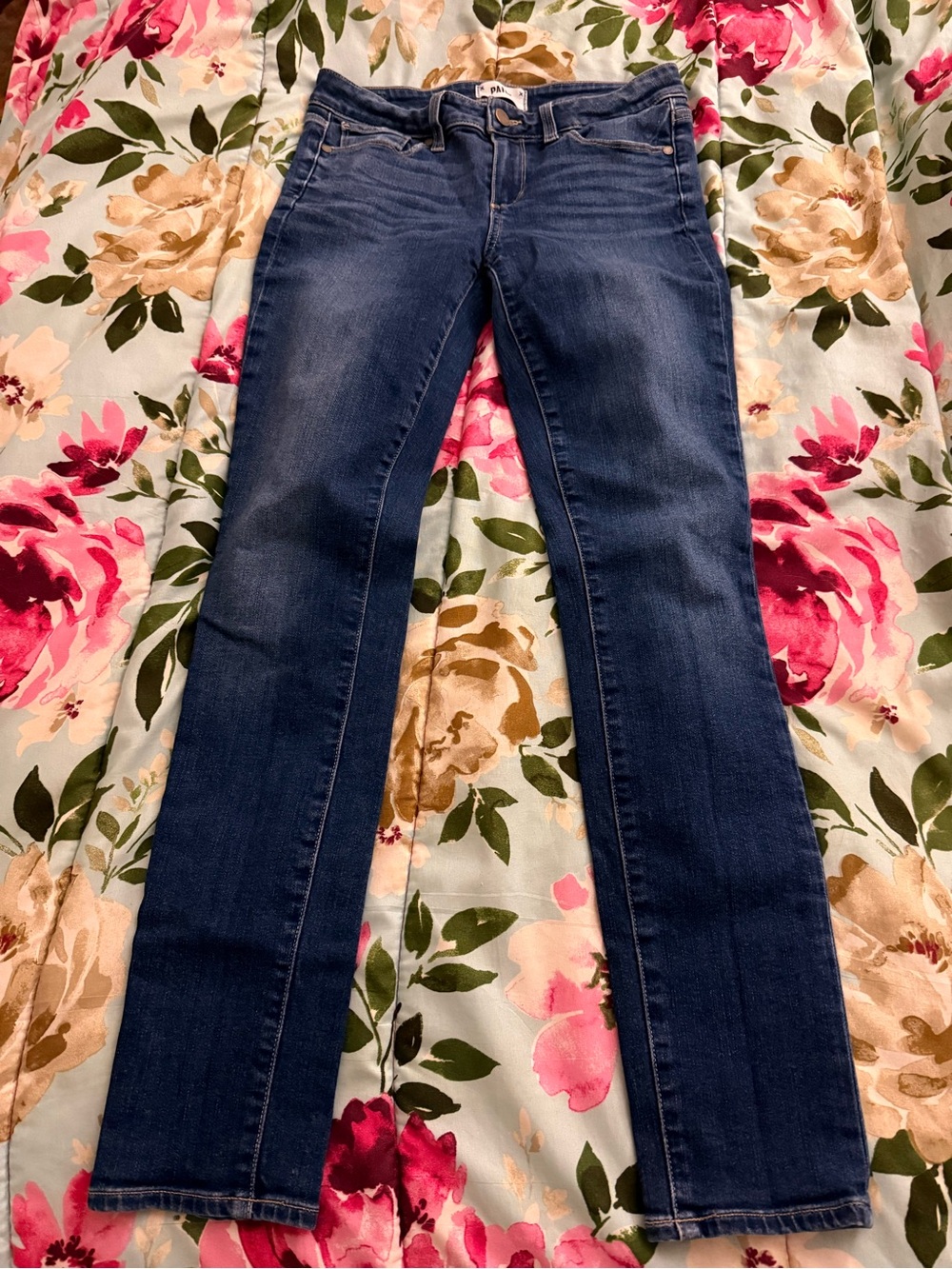 PAIGE Dark Blue Skinny Jeans with Subtle Fade